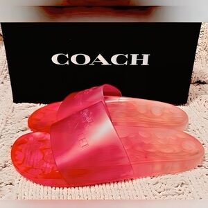 Coach Ulyssa Rubber Slides Petunia Pink/Red Size 6